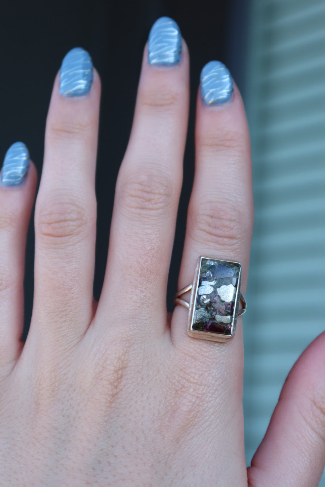 Eudialyte Stones Sterling Ring Size 7.5