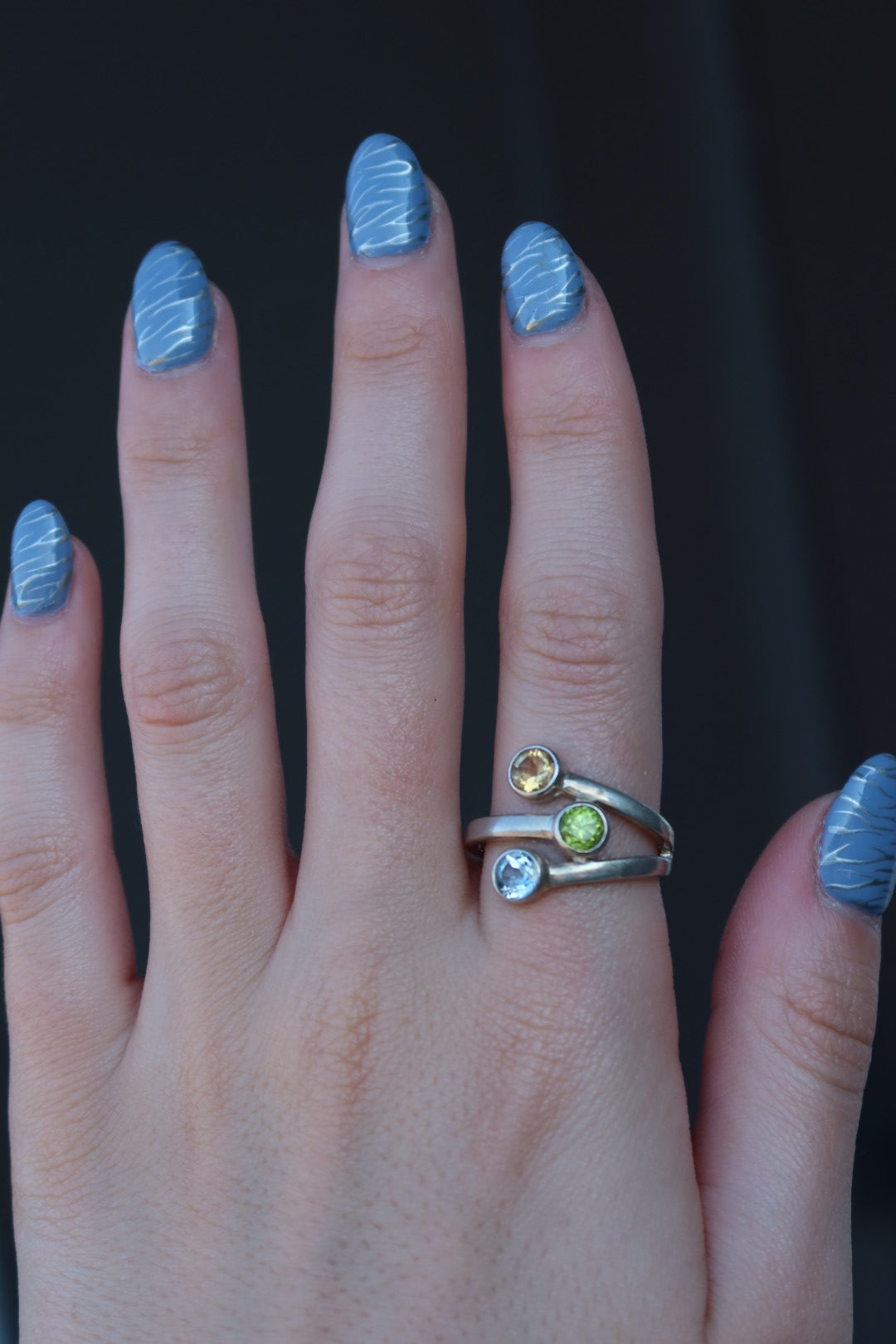 Multi Stone Sterling Ring Size 10