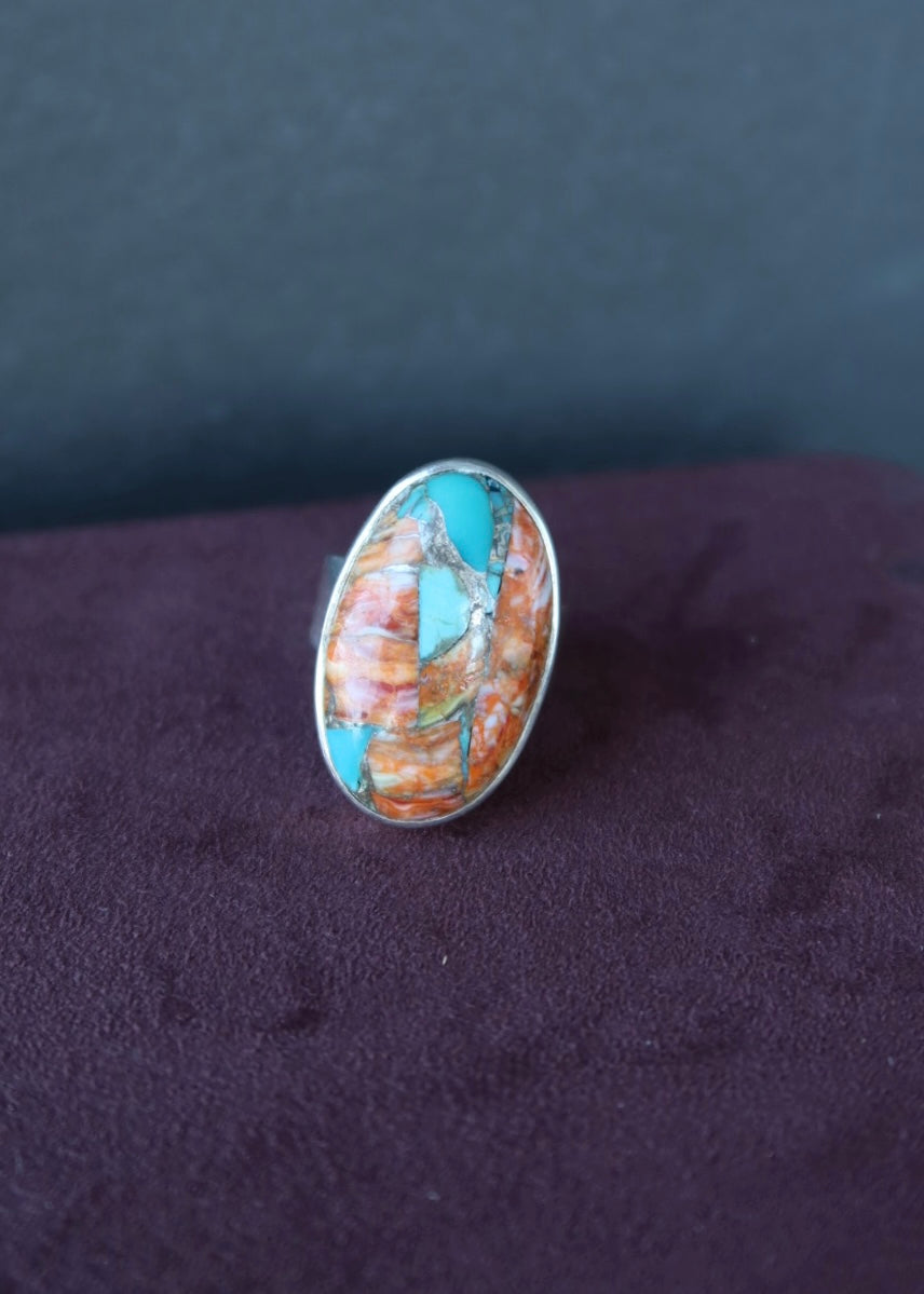 Spiny Shell Turquoise Ring Size 5.5