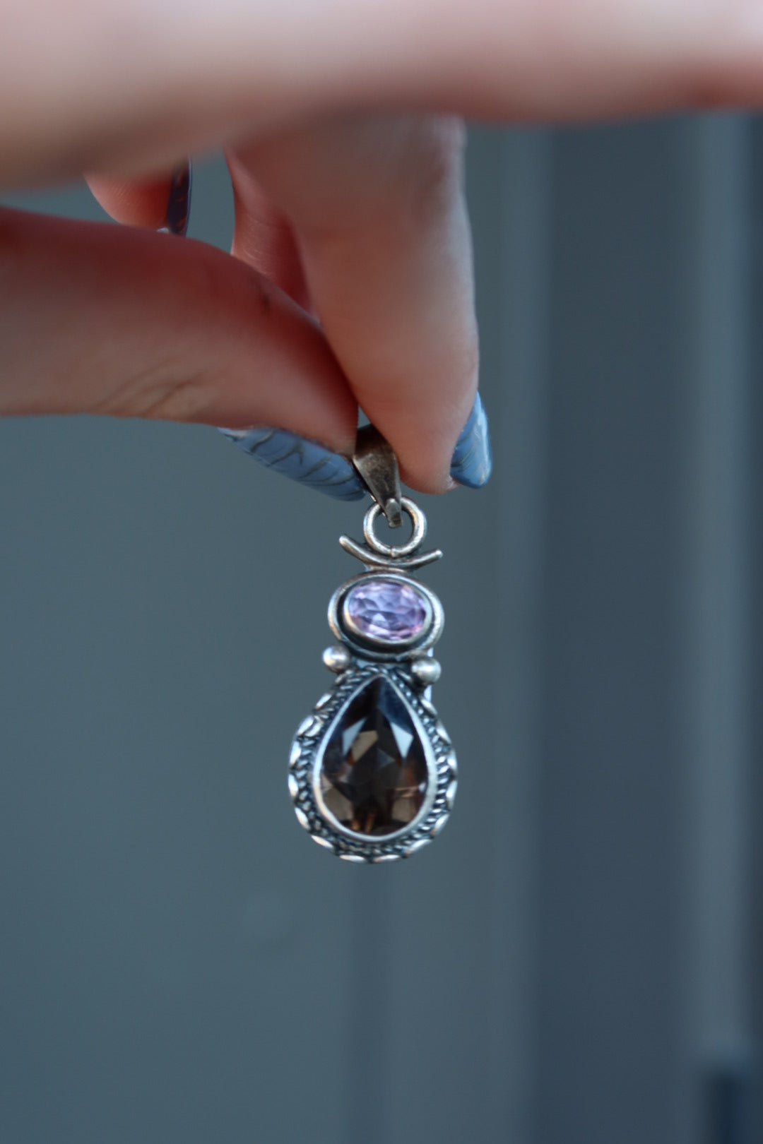 Double Gemstone Sterling Pendant