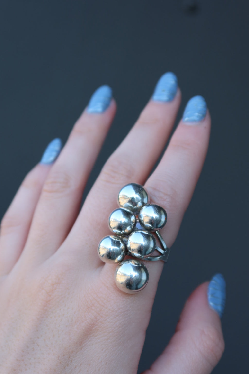 Cluster Ball Sterling Ring Size 7