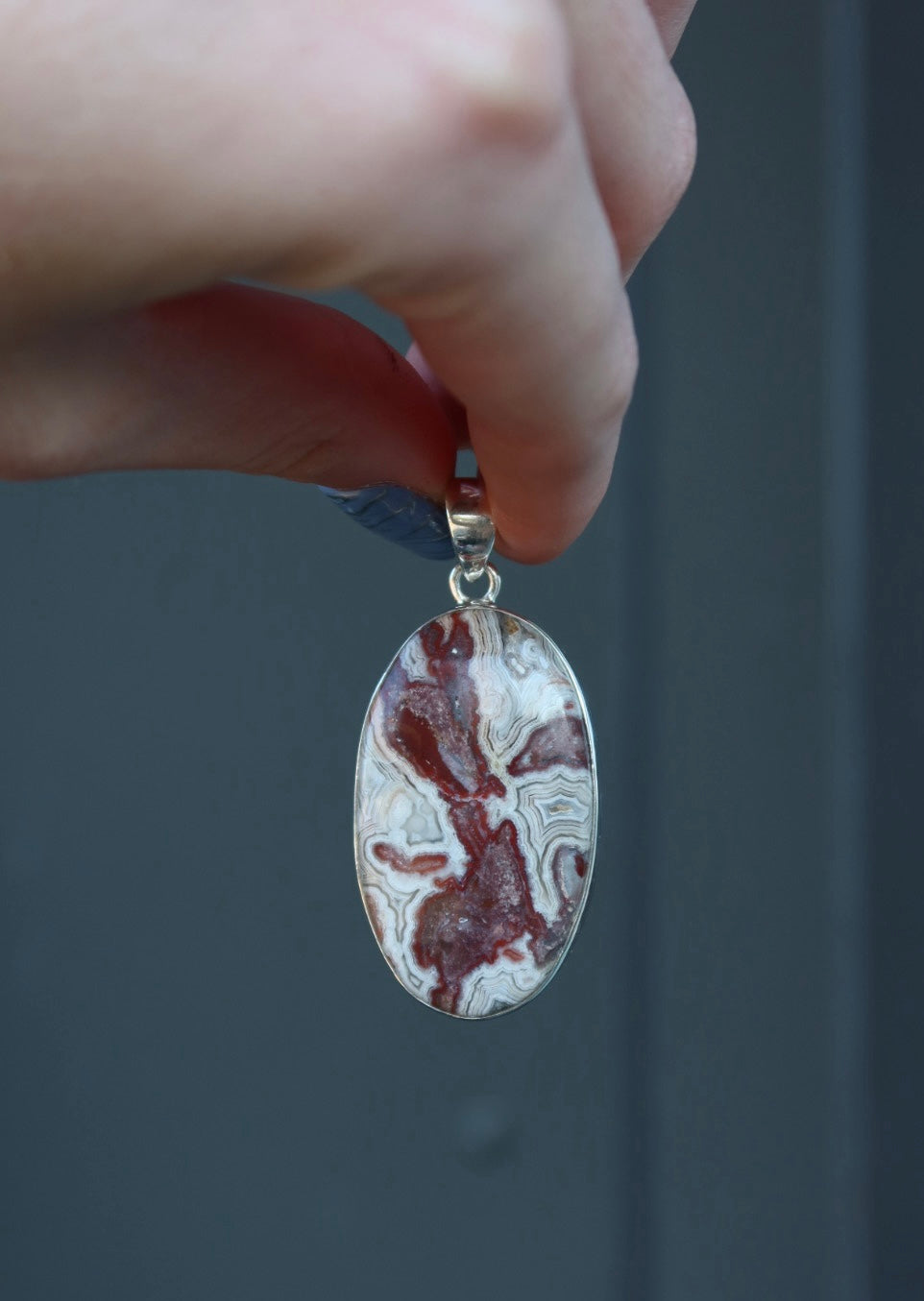 Crazy Lace Agate Sterling Silver Pendant