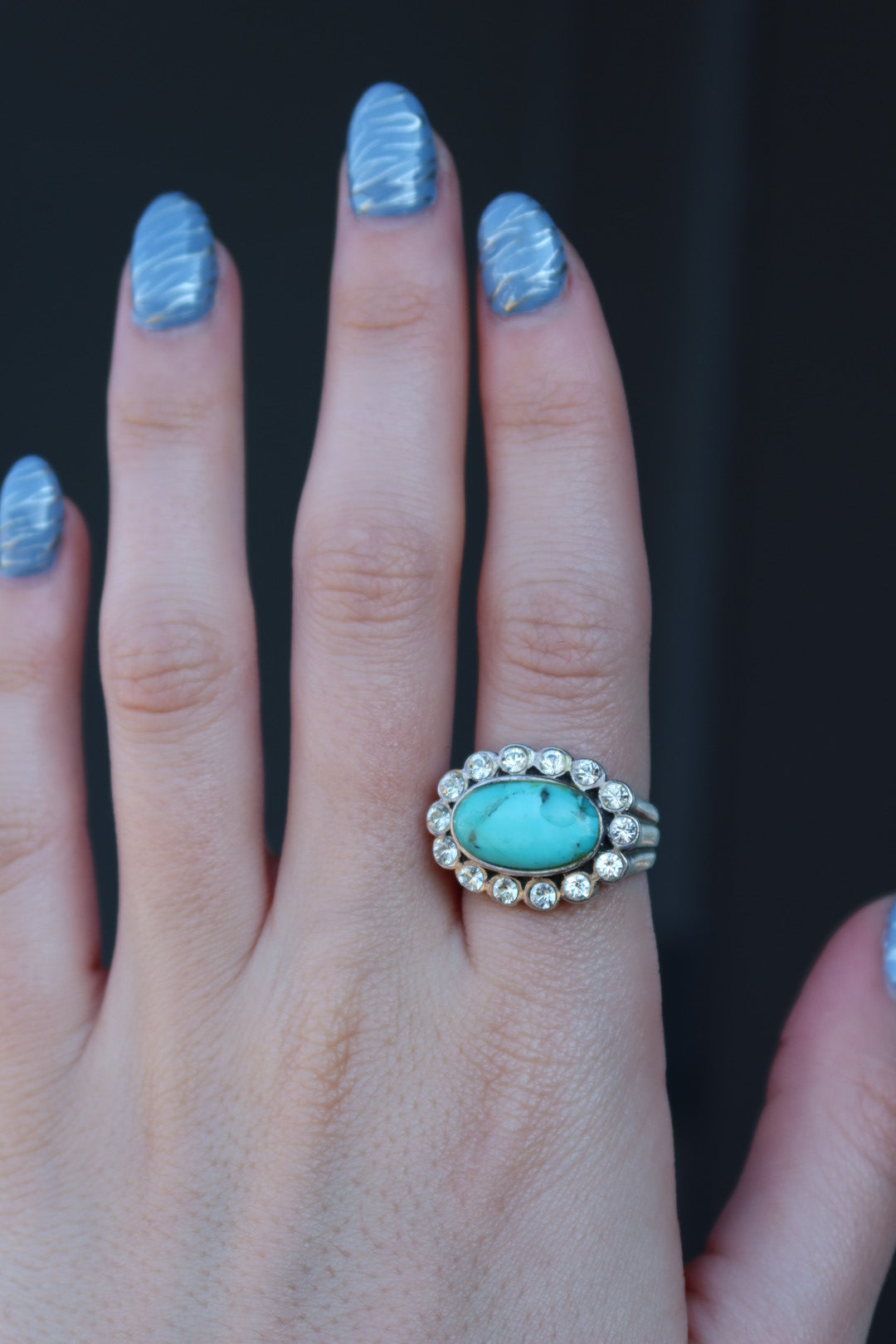 Oval Cabochon Sterling Ring Size 8