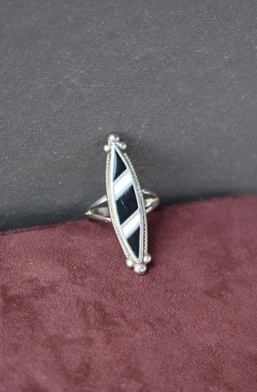 Vintage Onyx Inlay Ring