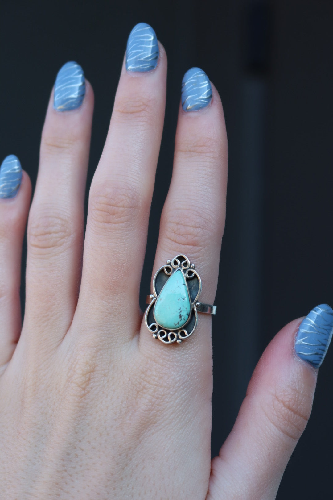Detailed Turquoise Ring Size 7-8