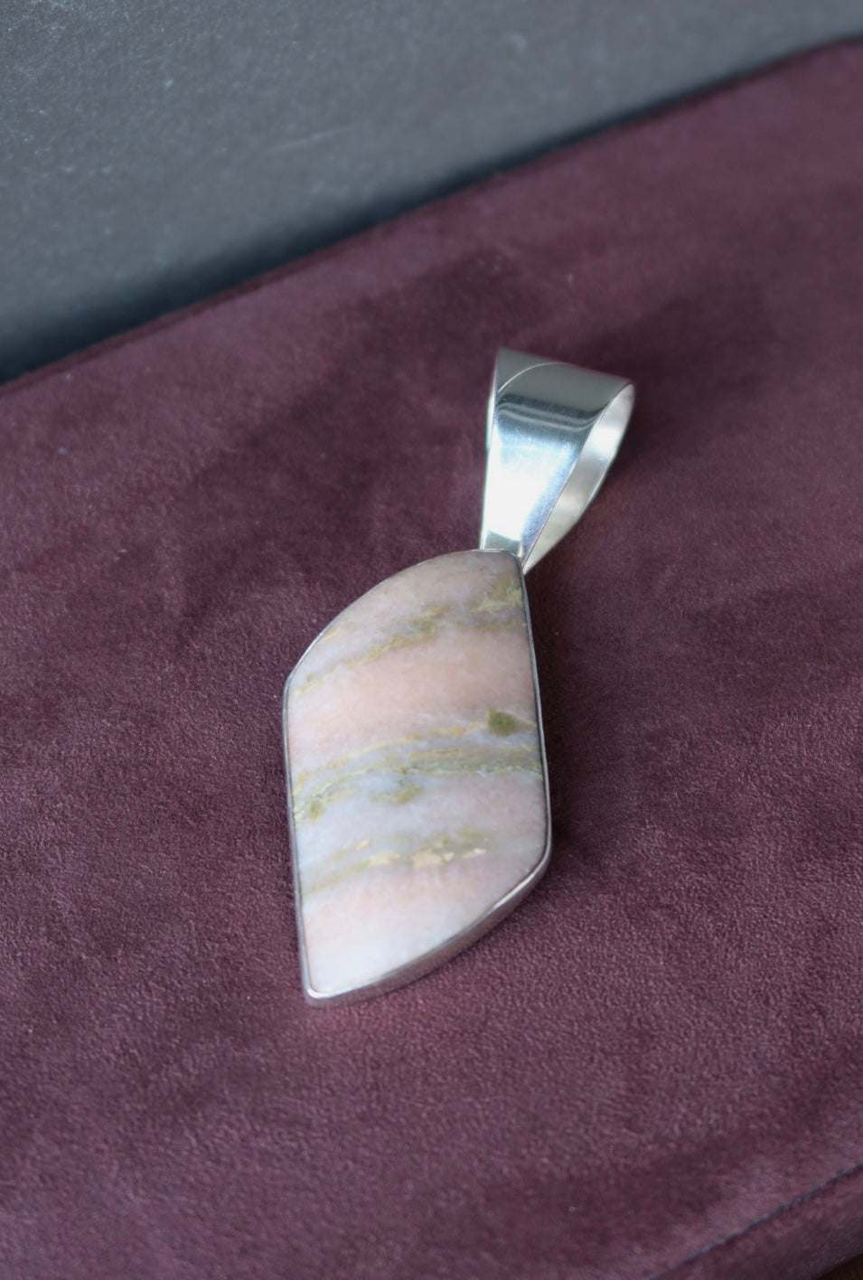 Beige & Pink Agate Pendant