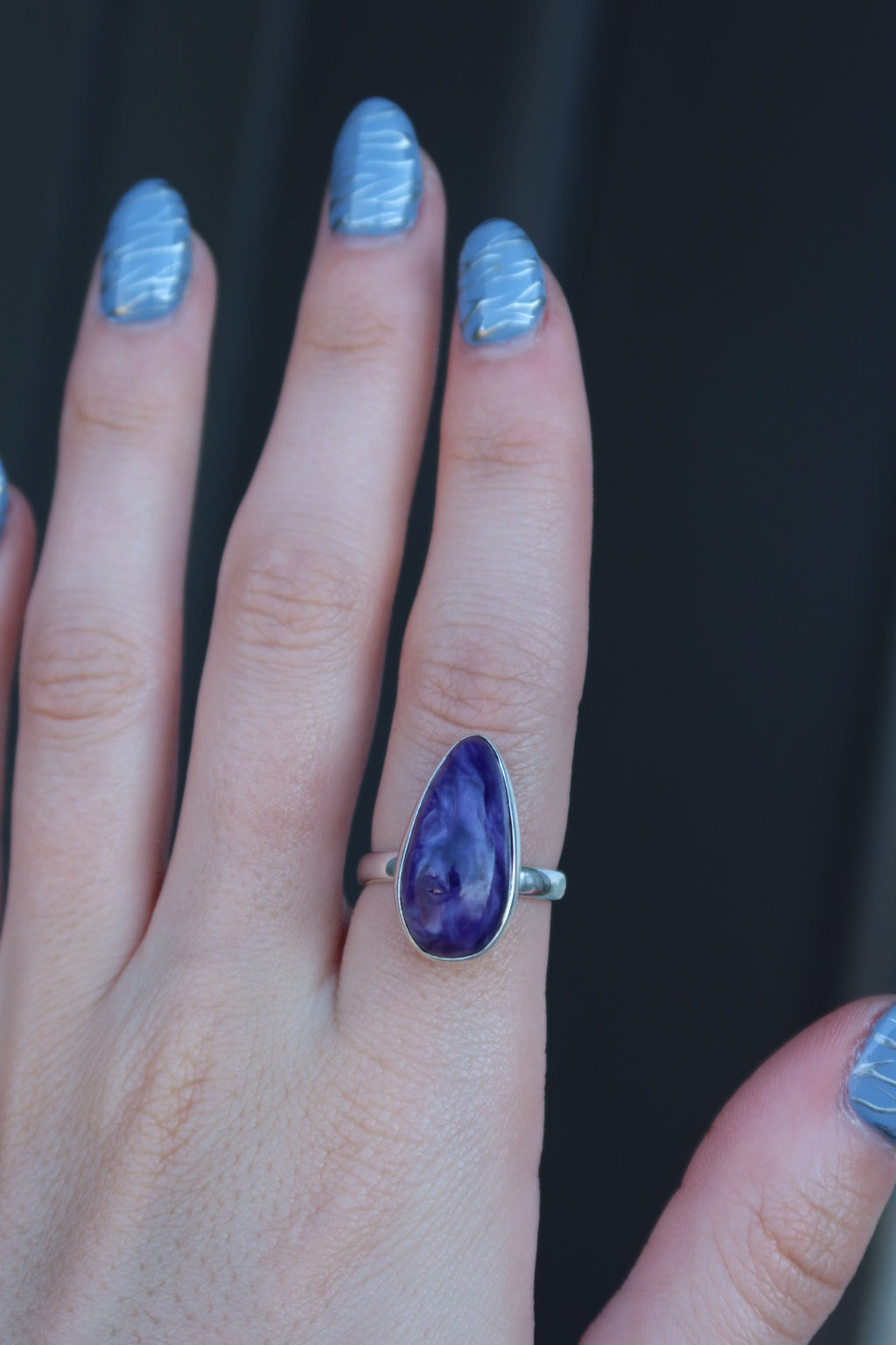 Charoite Sterling Ring Adjustable