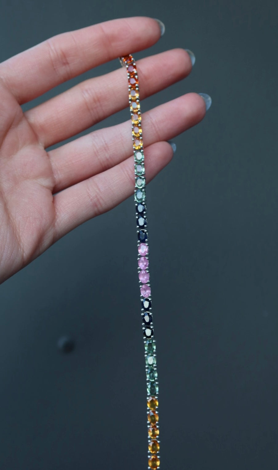 Multi Color Stone Sterling Bracelet