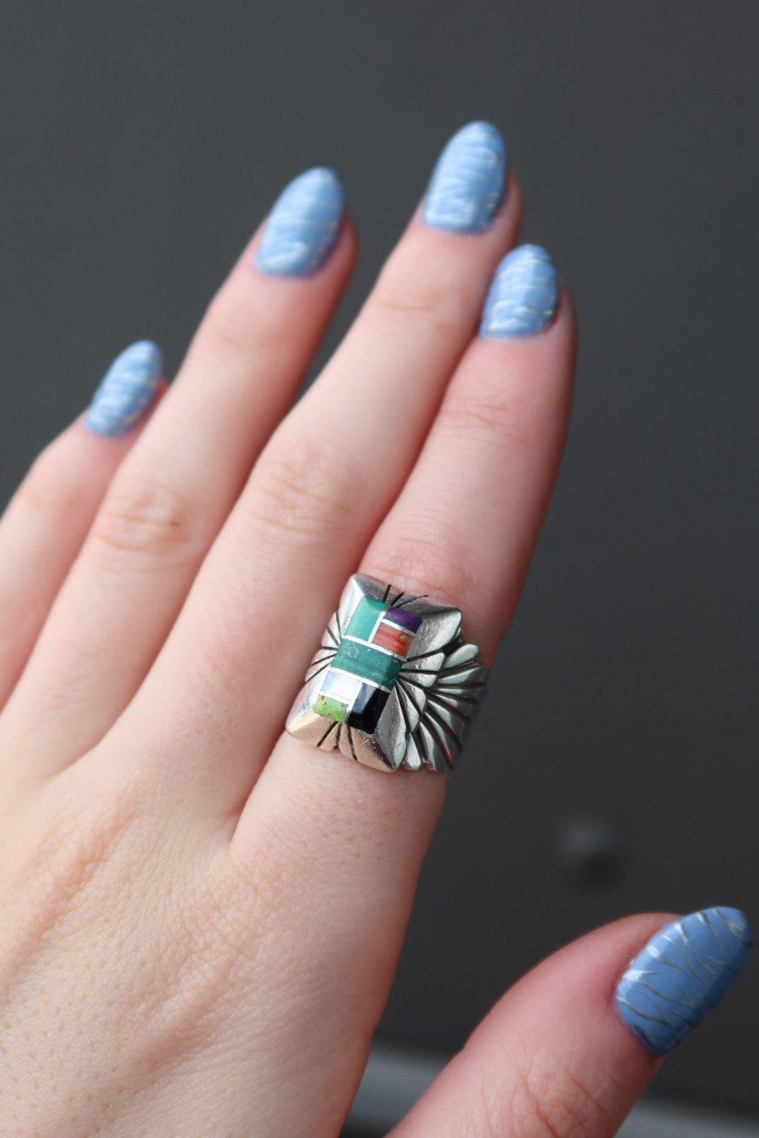 Navajo C.Benally Inlay Sterling Ring