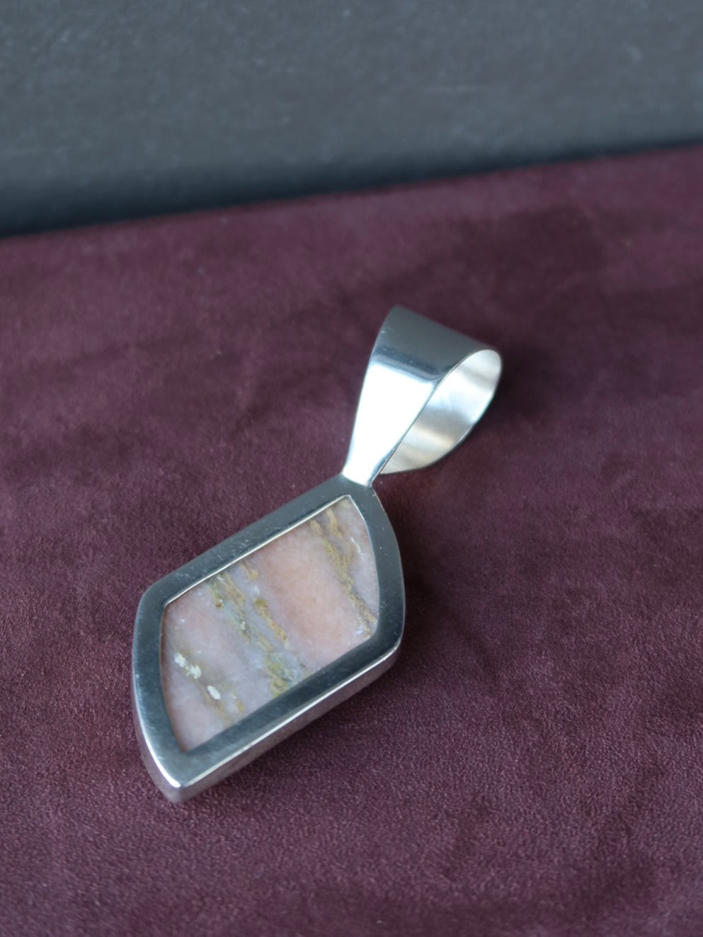 Beige & Pink Agate Pendant