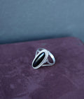 Long Onyx Sterling Ring Size 9