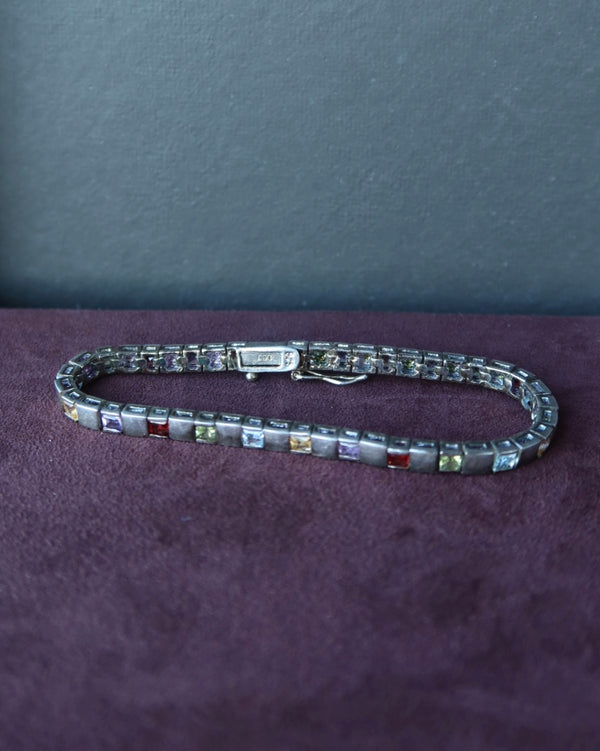 Multi Color Stone Bezel Bracelet