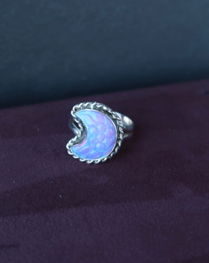 Opal Moon Sterling Ring Size 9