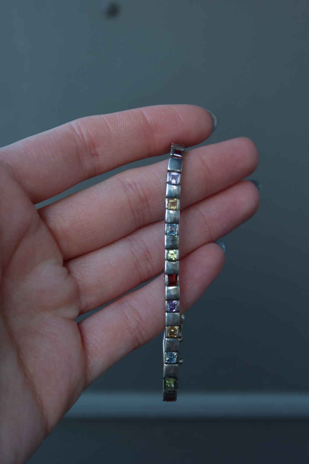 Multi Color Stone Bezel Bracelet