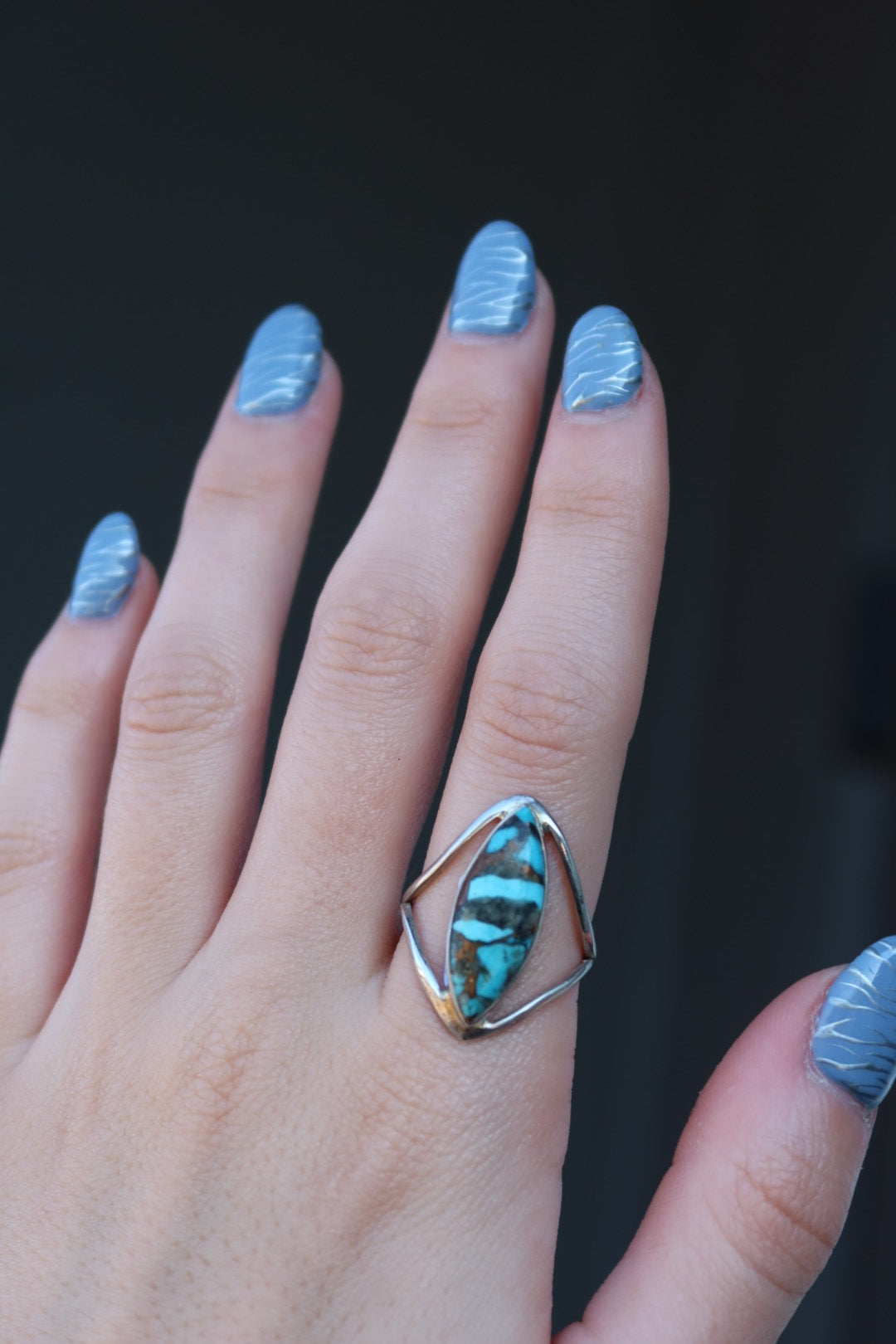 Copper Turquoise Ring Size 9