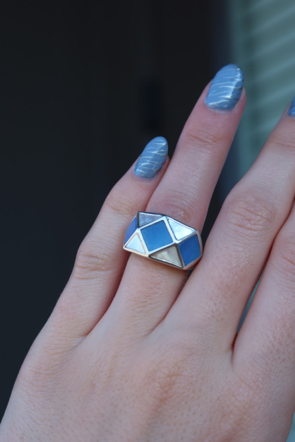 Geometric Mother of Pearl Ring Size 5.25