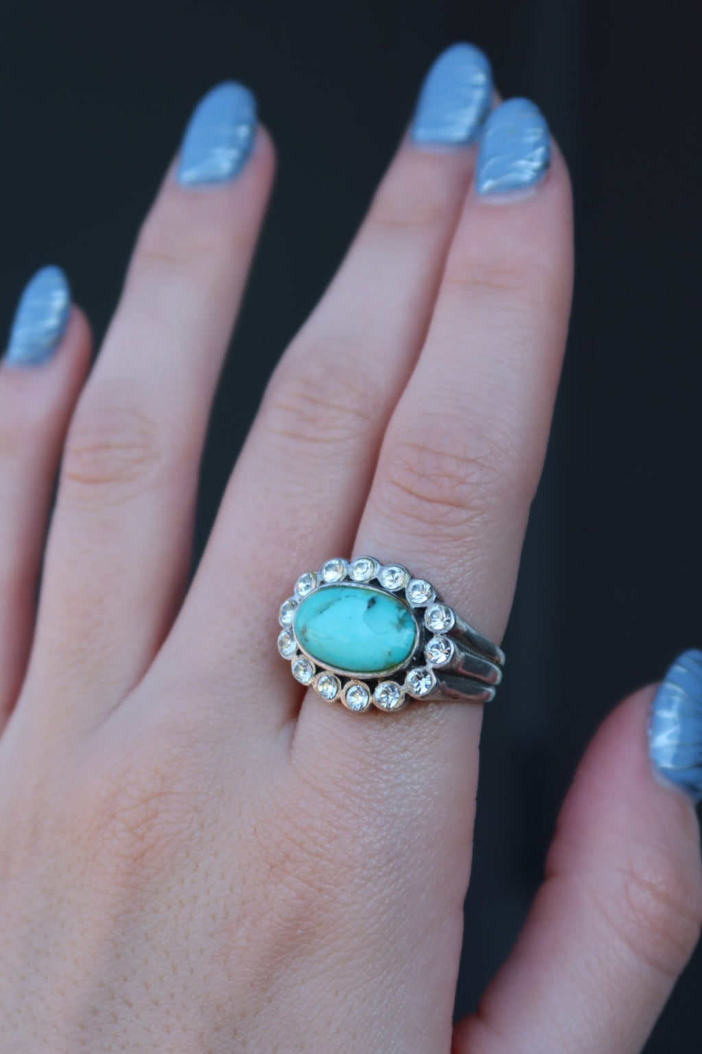 Oval Cabochon Sterling Ring Size 8