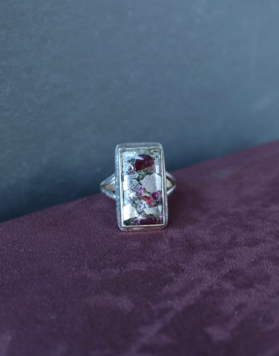 Eudialyte Stones Sterling Ring Size 7.5