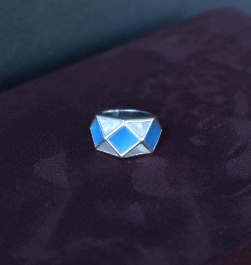 Geometric Mother of Pearl Ring Size 5.25