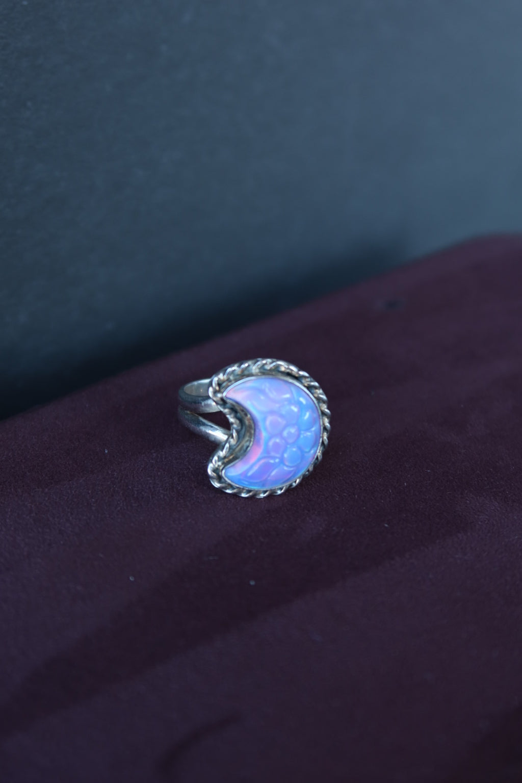 Opal Moon Sterling Ring Size 9
