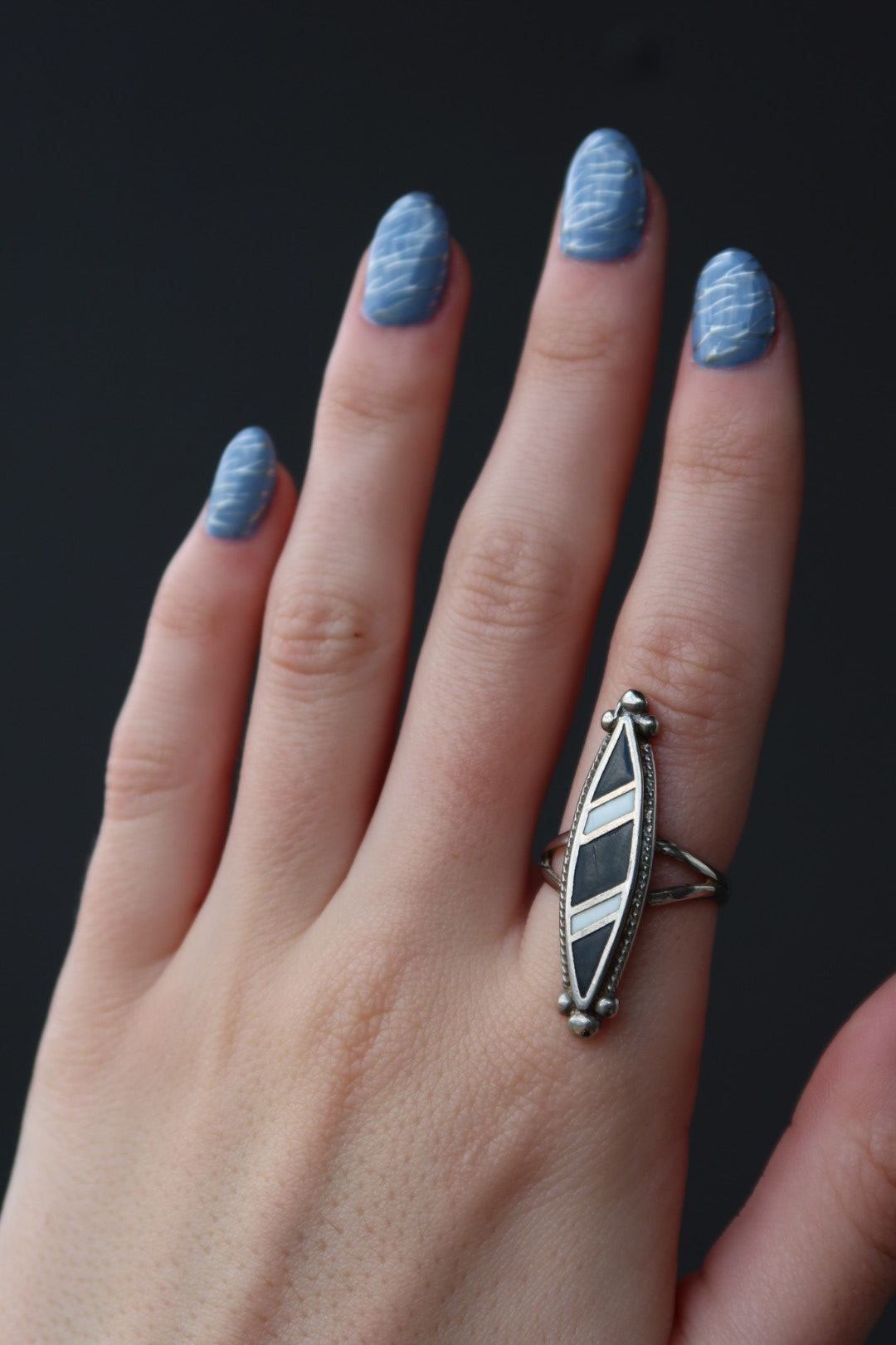 Vintage Onyx Inlay Ring