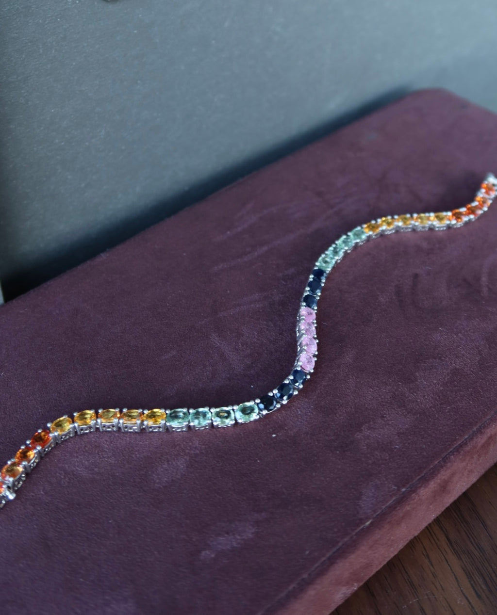 Multi Color Stone Sterling Bracelet