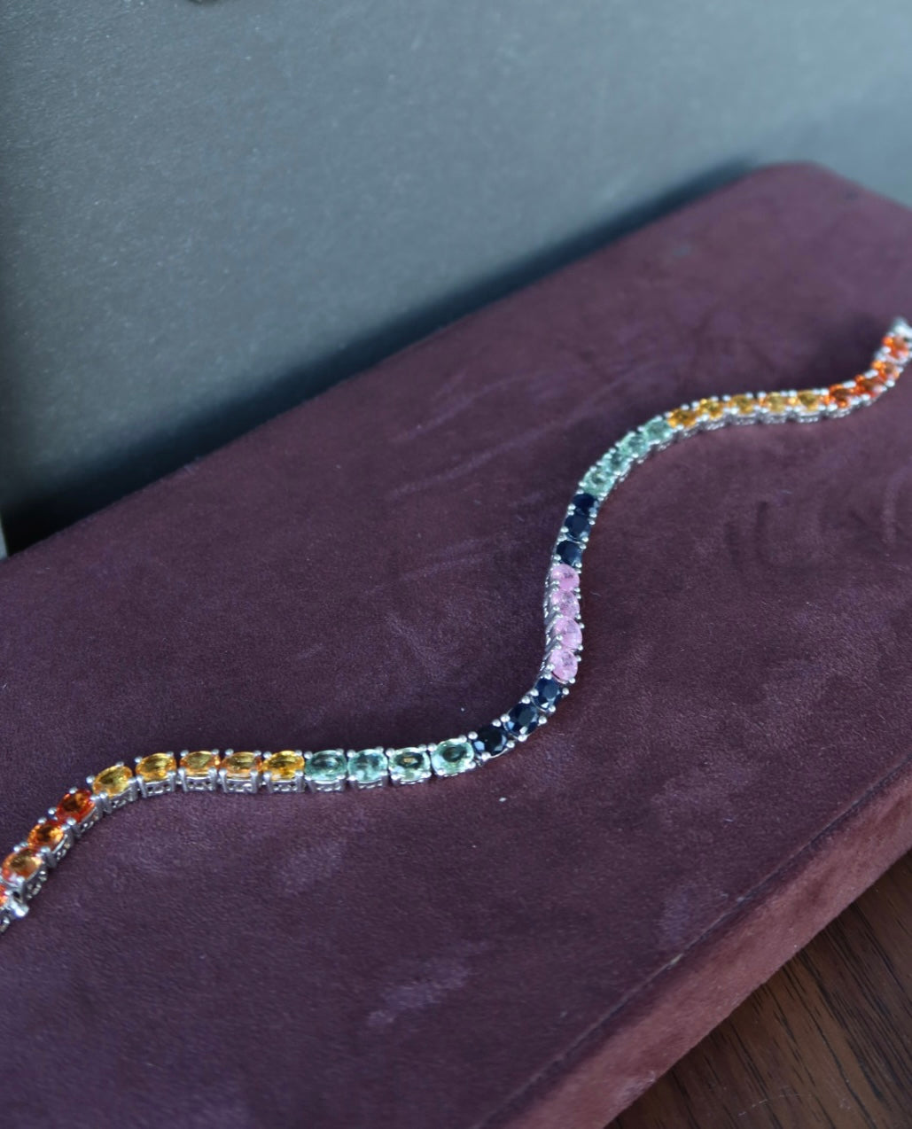 Multi Color Stone Sterling Bracelet