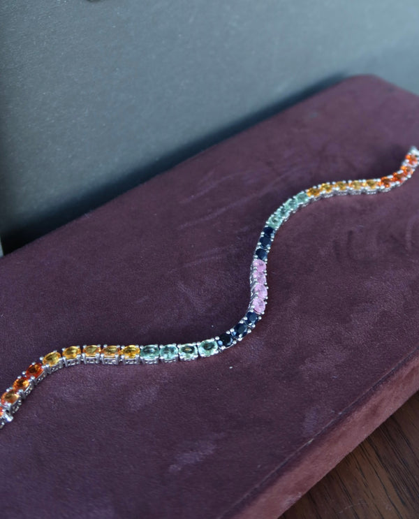 Multi Color Stone Sterling Bracelet