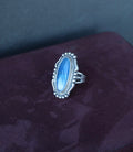 Vintage Blue Chalcedony Sterling Ring Size 7.5