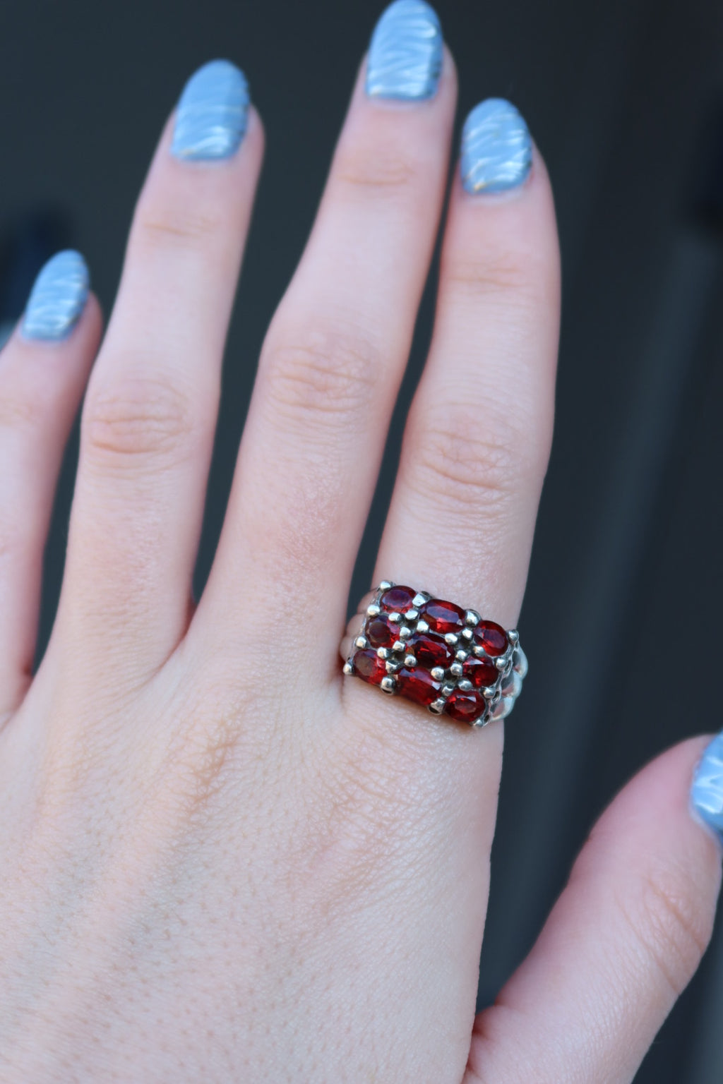 Art Deco Garnet Sterling Size 10