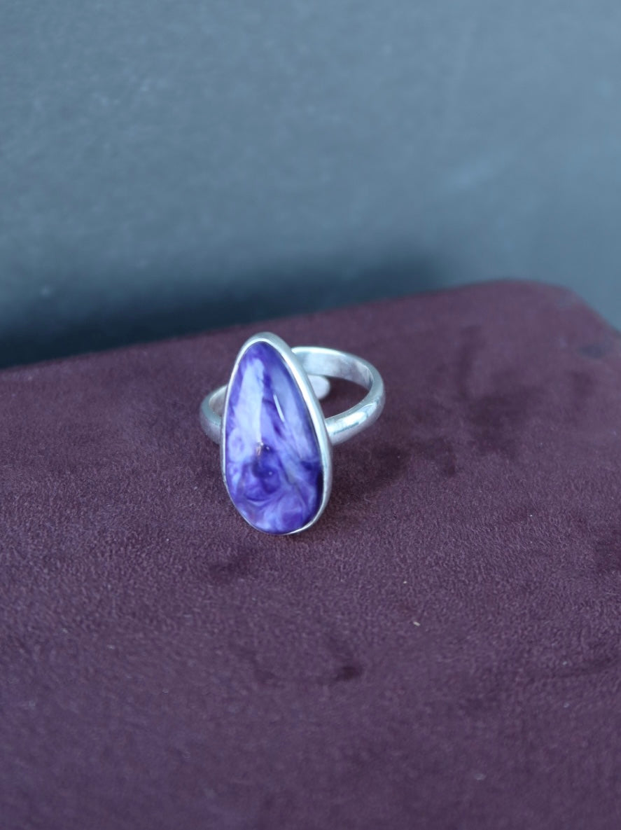 Charoite Sterling Ring Adjustable