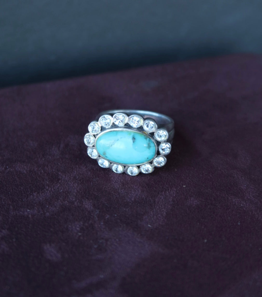Oval Cabochon Sterling Ring Size 8