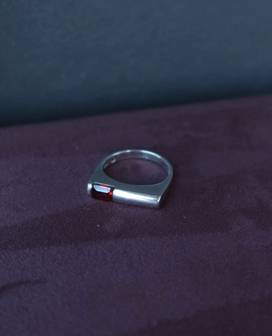 Garnet Sterling Ring Size 7