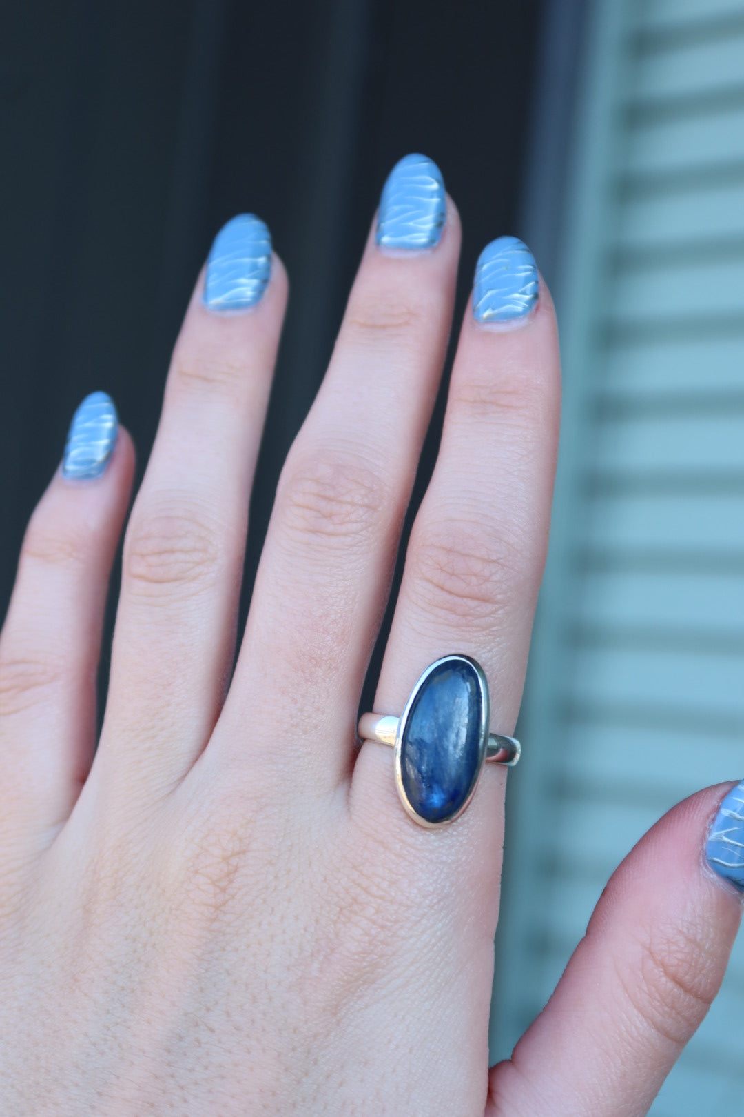 Blue Kyanite Sterling Ring Size 8.75
