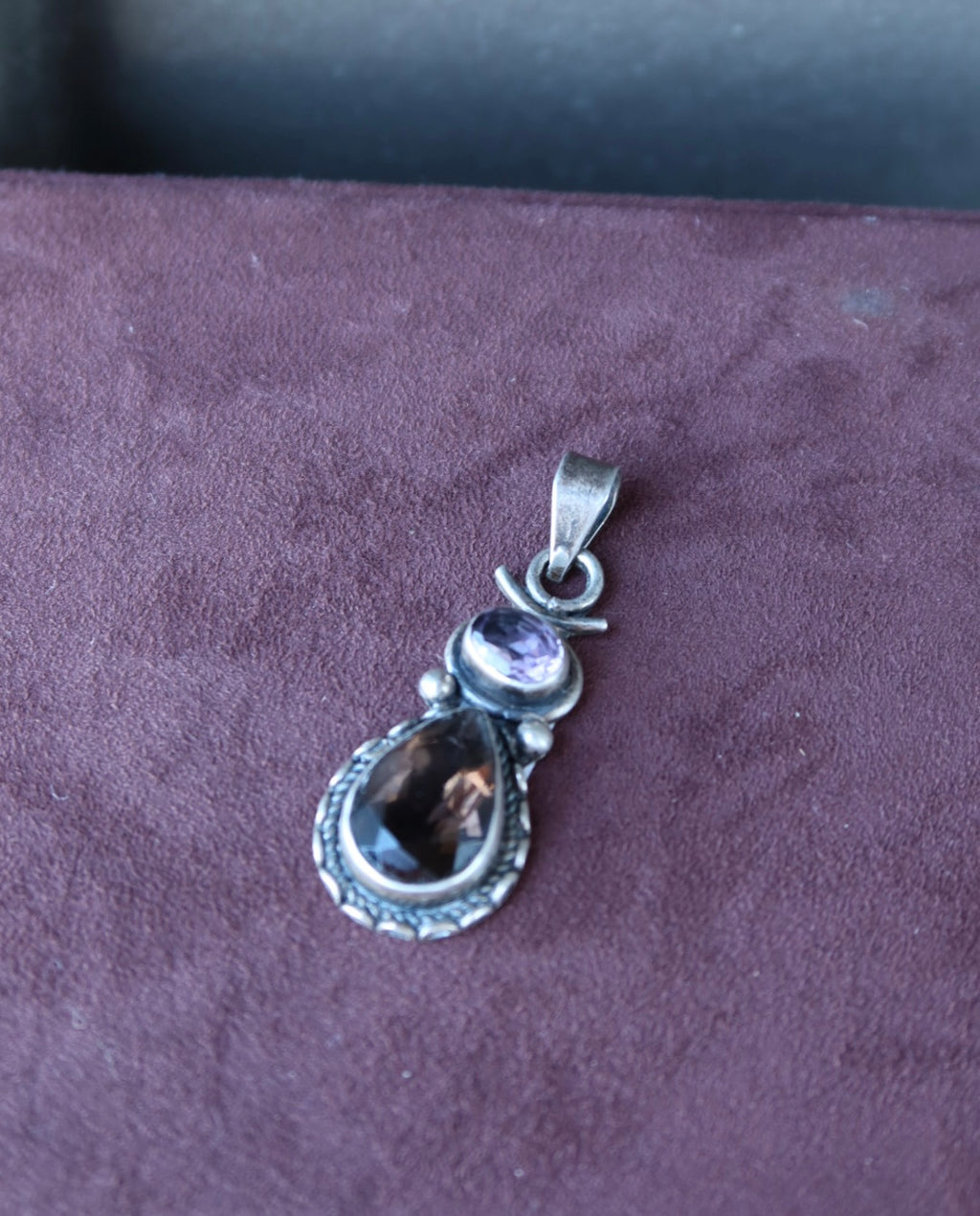 Double Gemstone Sterling Pendant