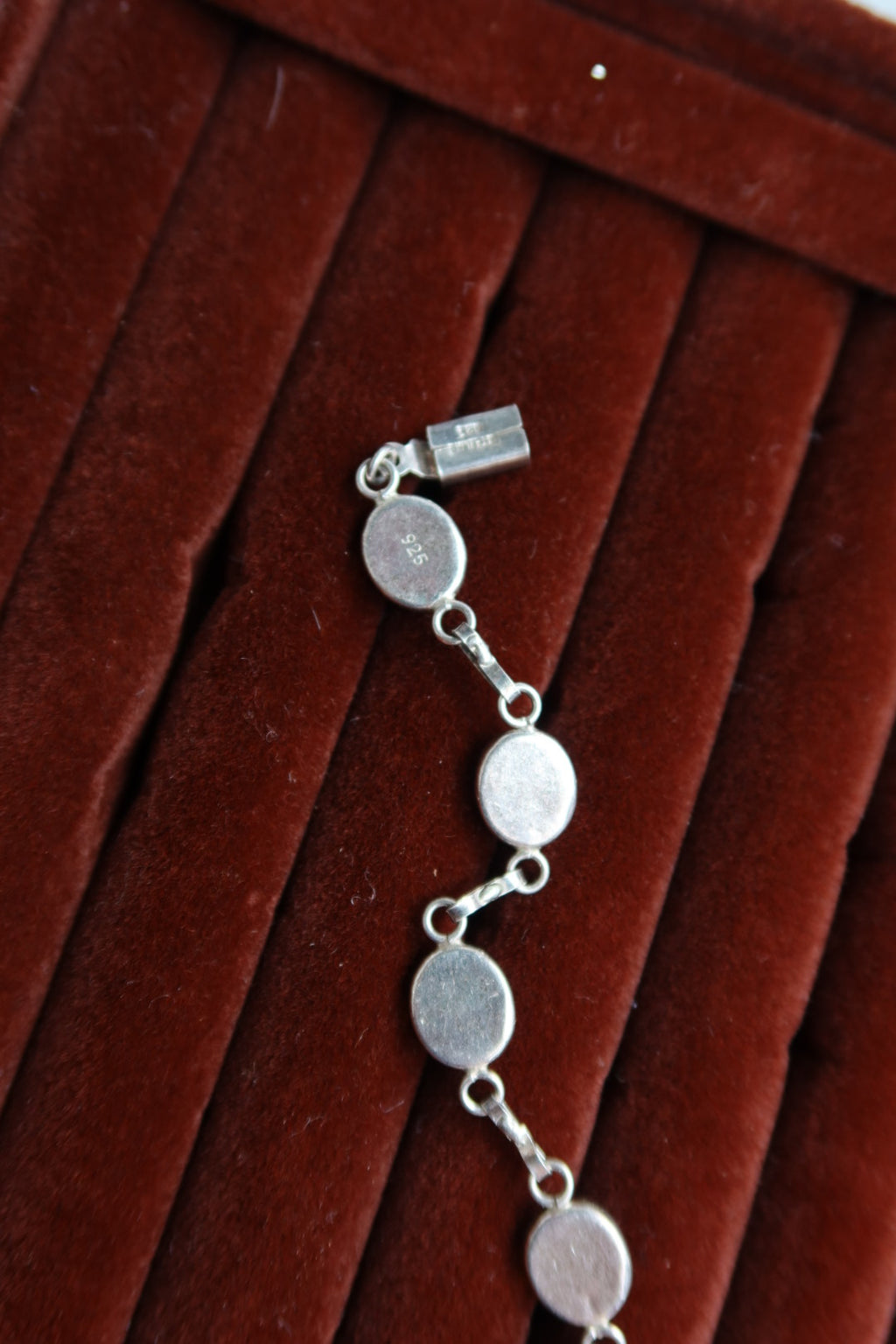 Vintage 925 Sterling Opal Link Bracelet