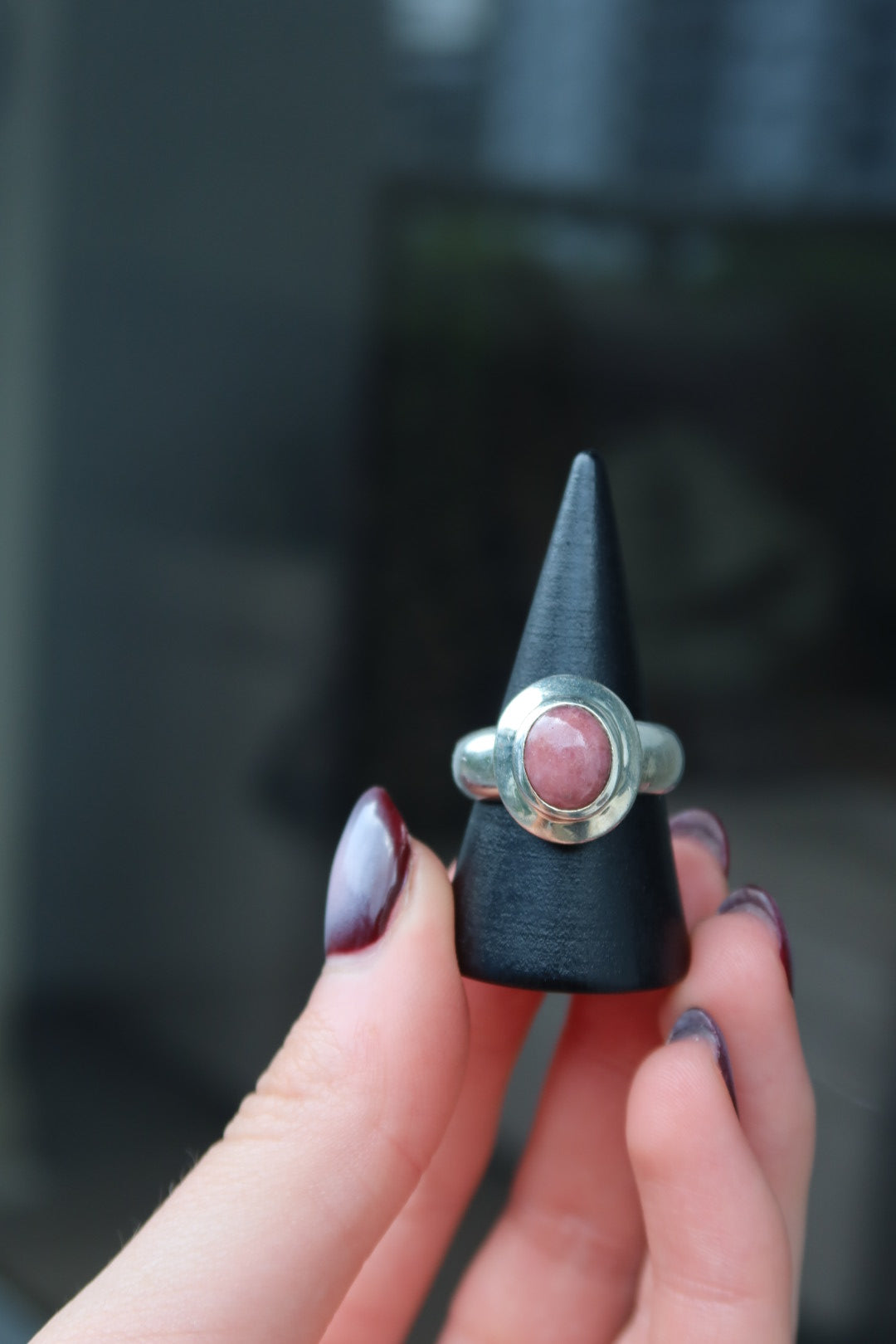 Sterling Silver Oval Rhodonite Ring