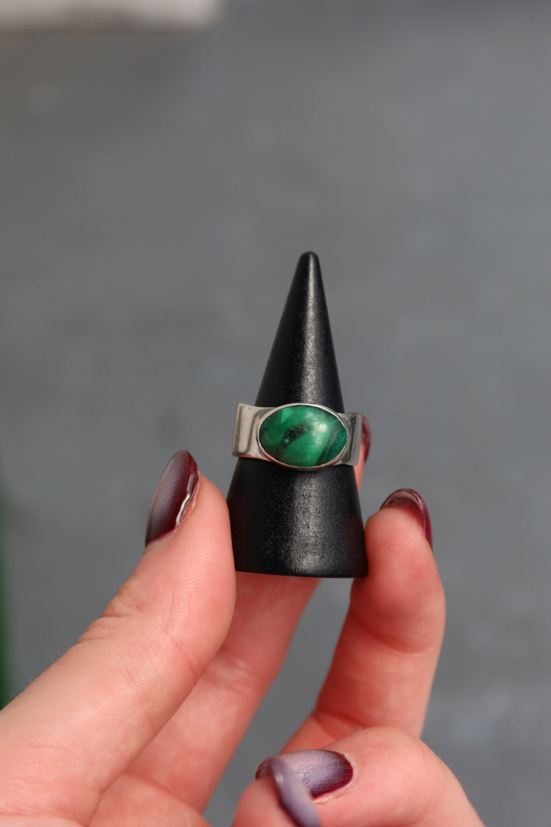 Green Malachite Sterling Ring