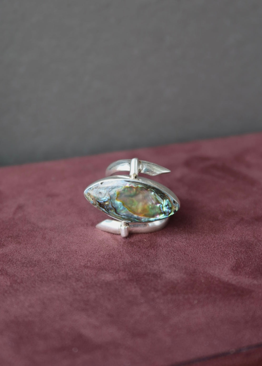 Abalone & Onyx Flip Sterling Ring
