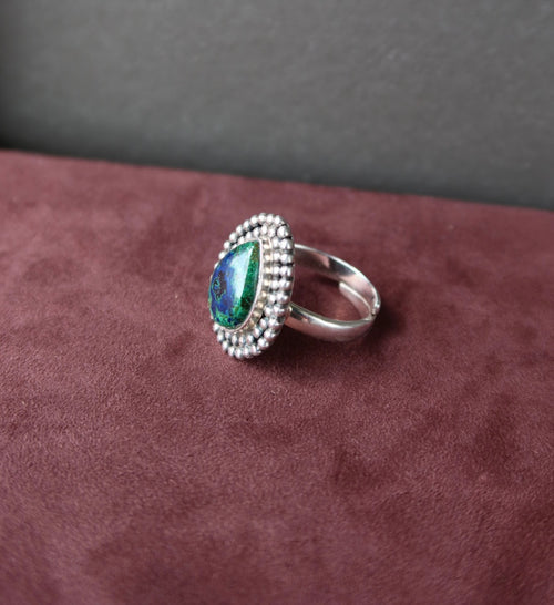 Azurite Malachite Gemstone Sterling Ring
