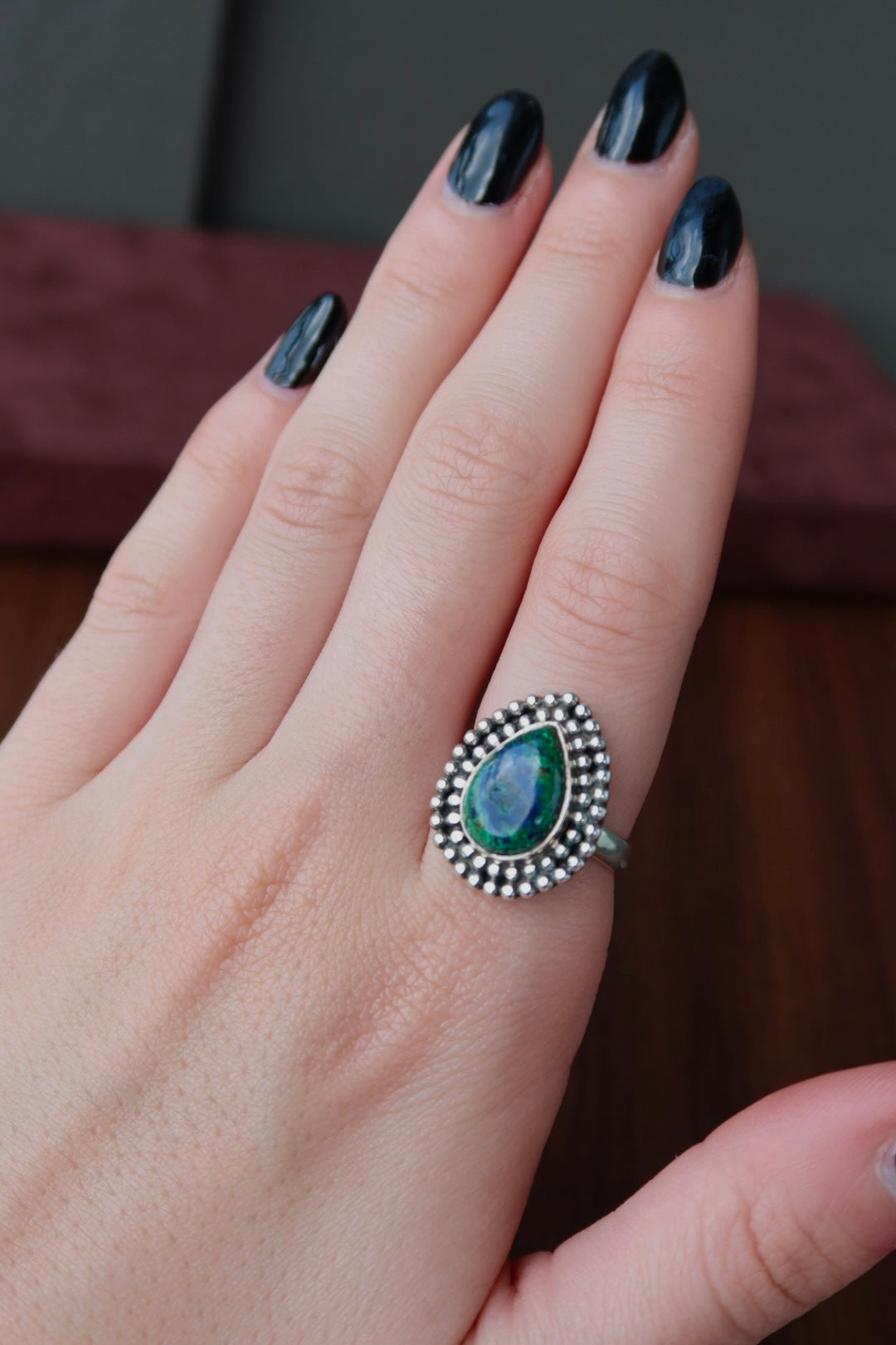Azurite Malachite Gemstone Sterling Ring