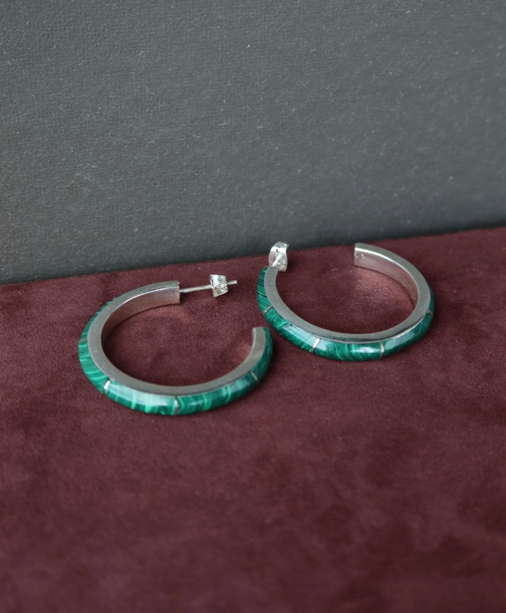 Sterling Silver Half Hoops with Faux Stone