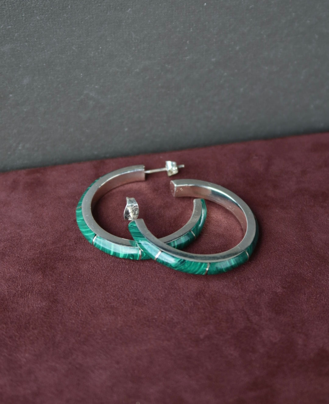 Sterling Silver Half Hoops with Faux Stone