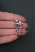 Sterling Silver Rainbow Moonstone Blue Topaz Earrings