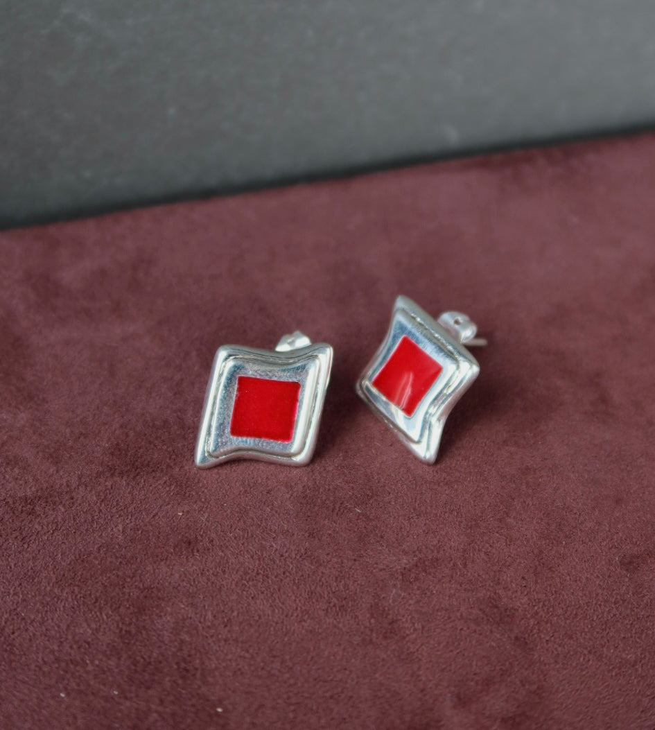 Red Coral Sterling Earrings