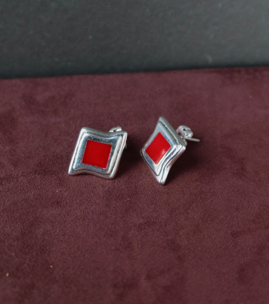 Red Coral Sterling Earrings