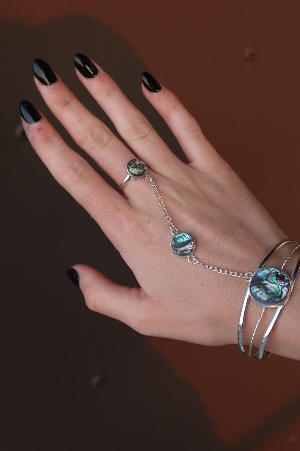 Silver Plated Abalone Hand Chain