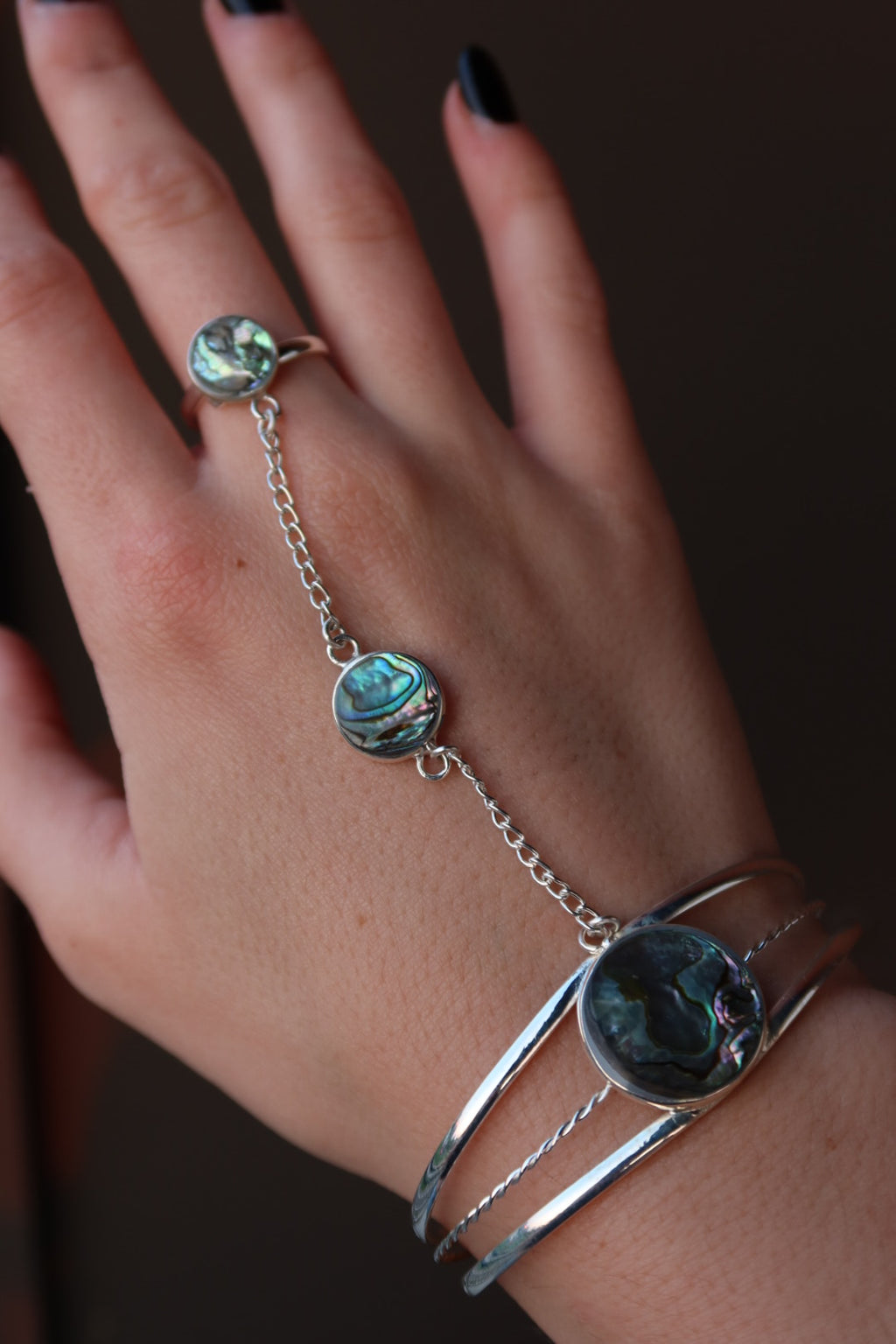Silver Plated Abalone Hand Chain