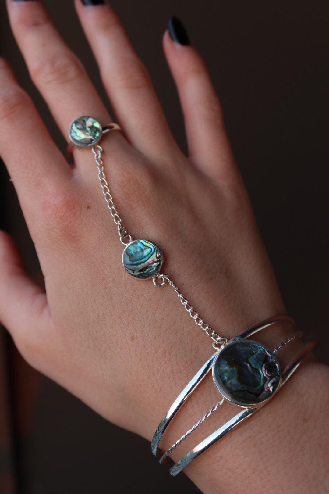 Silver Plated Abalone Hand Chain
